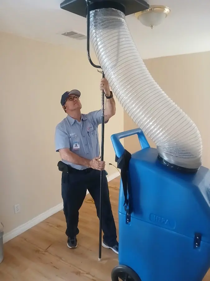 Mini Split Installation technician using HEPA equipment in Simpsonville
